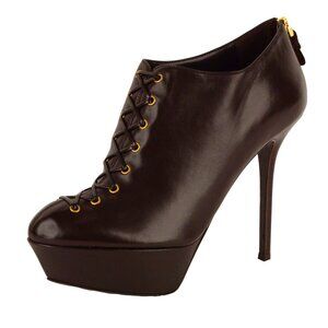 SERGIO ROSSI ANKLE BOOTS PLATFORM BOOTIES LEATHER LACE UP FRONT sz 40 10